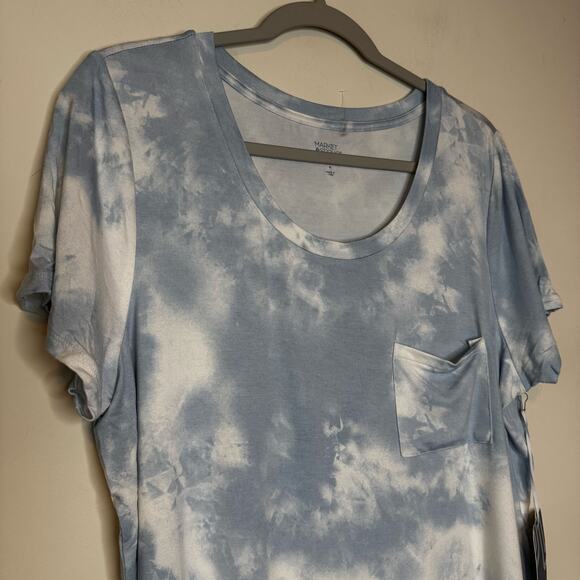 Market & Spruce Tie Dye Scoop Neck T-Shirt Blue White Short Sleeve Small NWT - Picture 3 of 6